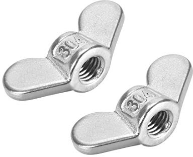 sourcing map 2Stk. M8 Flügelmutter Edelstahl 304 Hand dröseln Spannen Ohr Schmetterling Mutter