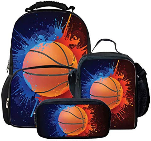 chaqlin Rucksack mit Fußball-Motiv, für Jungen, Teenager, kleine Lunchtasche für Kinder, Federmappe, Schulranzen-Set für Jungen, lässiger Tagesrucksack, 3 Stück Muster 3., Einheitsgröße