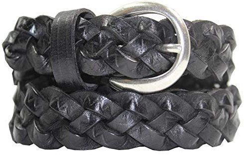 Vanzetti Mädchengürtel, geflochtenes und geprägtes Leder Breite: 2,5 cm, Schwarz, 70 cm