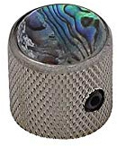 Boston Potiknopf, Dome Knob, mit Abalone-Einlage, 18x18mm, mit Schraube, schwarz nickel