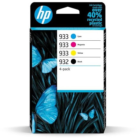 HP 932/933 Nero e Ciano, Giallo, Magenta, 6ZC71AE, Confezione da 4 Cartucce Originali, Compatibili con Stampanti OfficeJet 6100, 6600, 6700, 7110, 7510, 7610 e 7612
