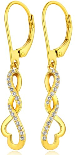 Jiamiaoi 18K Weißgold Plattiert Brillant Ohrringe - Silber 925 Hängend Sterling Unendlichkeit Infinity Lang Damen Diamant