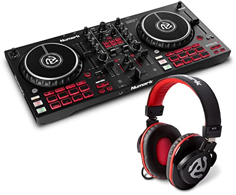 Numark Mixtrack Pro FX + HF175 - Console DJ a 2 Decks con Mixer DJ, Scheda Audio, Jog Wheel Capacitive e Palette FX + Cuffie con Filo 3 m con Driver da 40 mm e Padiglioni di Alta Qualità