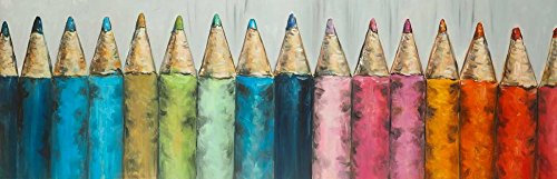 Feeling at home KUNSTDRUCK auf MATTE PAPIER 220gr Buntstifte Atelier B - Kinderkunst horizontal Poster Row Wood Bleistifte Farben Kinder Bild auf Papier cm_60_X_186