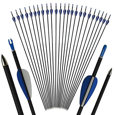SHARROW 32 Zoll Bogenschießen Carbonpfeil Bogensport Pfeile Spine 1200 Carbon Pfeil Jagdpfeile Carbonpfeil Kohlenstoff Pfeile für Bogenschießen Carbon Jagd 20-30 Lbs Compound Bogen Recurve Bogen