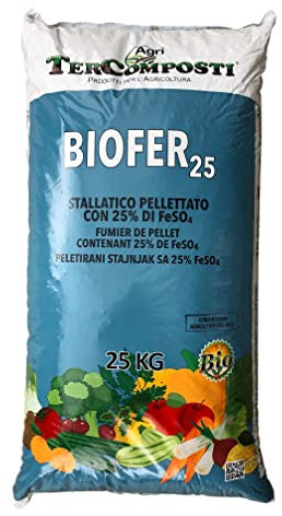 TERCOMPOSTI BIOFER 25 CONCIME ORGANICO AZOTATO MICRO PELLET CONSENTITO IN AGRICOLTURA BIOLOGICA CON FERRO KG. 25