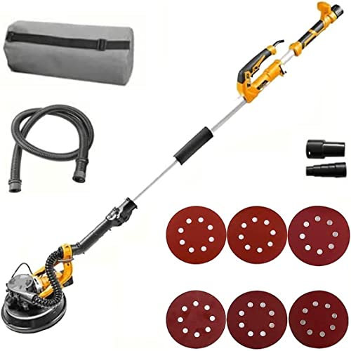 Ponceuse pour mur à sec 880 W, Ponceuse électrique pour cloison sèche pliante extensible, vitesse à vide: 1000-2100/min, Tige télescopique: 1,5 m - 2,2 m, Diamètre du socle: 215 mm,