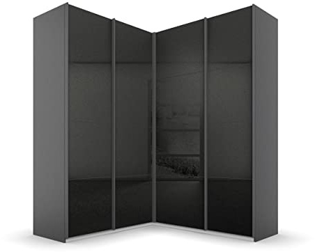 Rauch Möbel QUADRA, Eckschrank, Hochglanz Effektgrau/Grau metallic, 181 cm