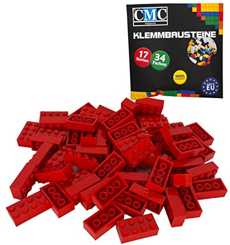 CMC imports 500 Klemmbausteine ROT Bausteine 2x4 Noppen Kompatibel 8 Noppen Bricks Basic