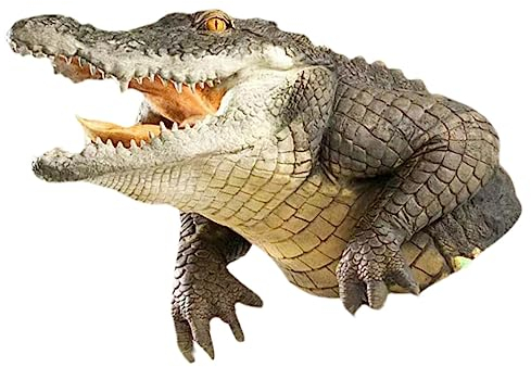 Angoily Ocean Decor Teich Schwimmender Alligatorkopf Krokodil Gartenskulptur Gefälschter Krokodilkopf Float Simulation Realistische Harz Tiere Statuen für Teich Spitter Pool Teich Tiere