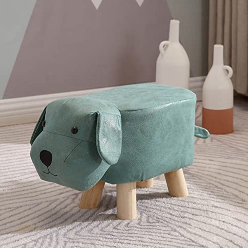 Egujiwa Kinder-Hocker aus Holz, Niedlicher Cartoon-Kinderhocker, Kleiner Hocker in Hundeform für den Kindergarten zu Hause (Hellgrün)