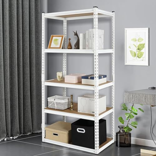 PACHIRA Verstellbares Schwerlastregal, 183 x 80 x 40 cm Garagenregal Gesamt Tragkraft bis 750kg, Robuste Lagerregale, Vorratsregal mit Stahlgestell, Kellerregal für Küche, Abstallraum, Büro
