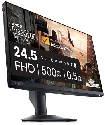 Alienware AW2524HF Gaming Monitor - 24.5-inch (1920x1080) 500Hz (Overclock) 0.5ms Display, Height/Tilt/Swivel/Pivot Adjustability, 3yr Advanced Exchange - Black