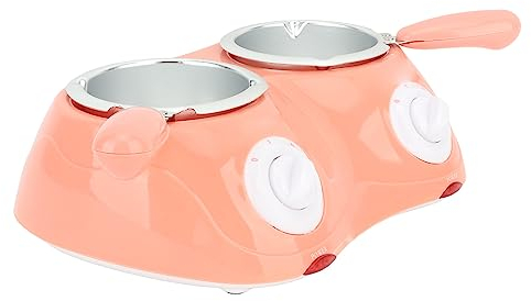 Olla para Derretir Chocolate, Juego de Fondue de Chocolate Eléctrica de Doble Caldera, Revestimiento de Aluminio, Mini Olla para Derretir Chocolate Portátil, Herramientas de Cocina(Rosa UE)