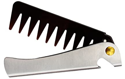 IWOWHERO Vintage Stainless Steel Handle Foldable Hair Comb for Men Narrow Tooth Massage Comb Portable for Styling and Hairdressing Accessories for Travel and Daily Use