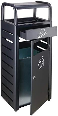 Cubos De Basura De Acero Inoxidable Para Exteriores De 40 Litros Con Cenicero, Cubos De Basura Cuadrados Con Cajón, Contenedores De Reciclaje, Contenedores De Basura,Negro,Bonny369