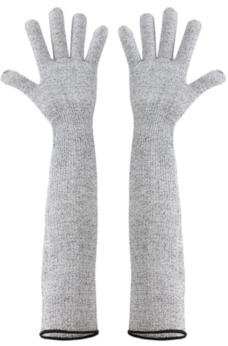 Schnittfeste Ärmel, 5 Armschutzhüllen, schnittfeste Handschuhe, lange Ärmel, Hand-, Handgelenk-, Unterarmschutz, volle Handschutzhandschuhe für Gartenarbeit, Reparatur, Küche, Haustierpflege, Grau,