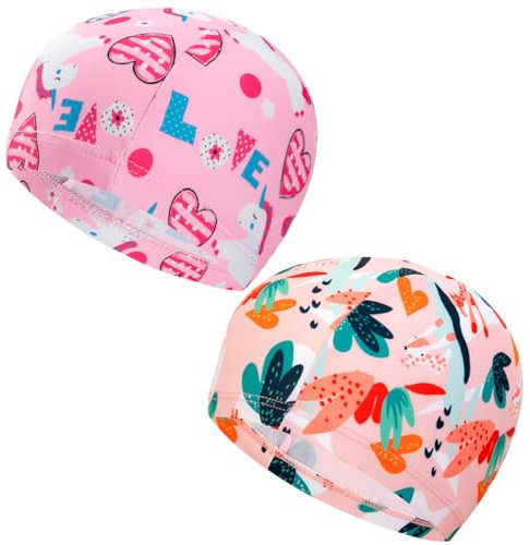 2 Bonnets de Bain Mignons Enfants - Bonnets de Natation de Compétition - Bonnets de Bain pour Garçons