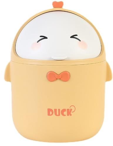TUHNHGD Mini cubo de basura con tapa, lindo cubo de basura de mesa de dibujos animados, mini cubo de basura de mesa con tapa, cajas portátiles, cajas pequeñas para el hogar, oficina, sala de estar