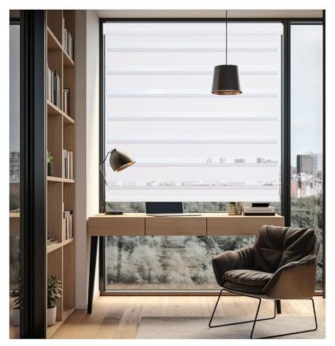 Doppelrollo schnurlos, Zebra-Jalousien aus Stoff,Duo Rollo Zebrarollo Fensterrollo Klemmrollo Seitenzugrollo lichtdurchlässig & verdunkelnd Rollos für Fenster und Tür (Size : W135xH300cm/W53.14xH118.