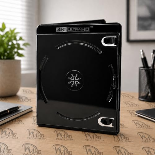 Vision Media® - 25pcs x 4K Double Ultra HD Black Blu Ray Case- Stores any DVD/Blu Ray/Games Disc …