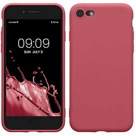 kwmobile Handyhülle für Apple iPhone SE (2022) / SE (2020) / 8/7 Hülle - weiches Handy Silikon Case - Schutzhülle Cover - Dark Rose