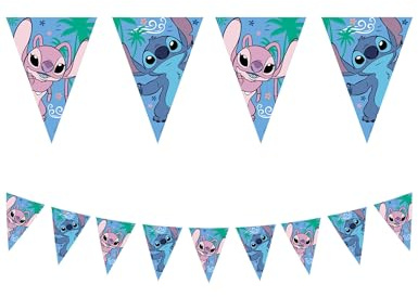 Guirlande fanions papier Stitch 230 cm - Bleu
