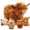 OUOZZZ 5 Stück Hochlandrind Kuh Kuscheltier Set, Weich Hochlandrind Plüschtier mit 4 Baby Stofftiere im Bauch - Baby Geburtstagsgeschenk für Mädchen Jungen Kinder