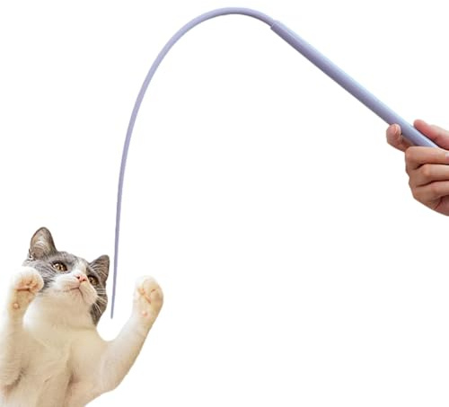 Besreey Katzenangel Lang - Mausschwanzförmiges Zauberstabspielzeug Für Kätzchen, Katzenstab Interaktives Katzenspielzeug,Silikon Teaser Katzen Zauberstab Spielzeug,Katzenspielzeug Für Den Innenbereich