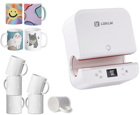 LOKLIK Impress Auto Tumbler Heat Press - 6 Pack Sublimation Mugs - White
