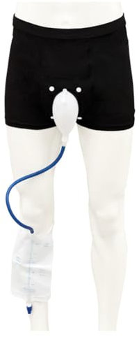 Raccoglitore di urina maschile, borsa per urina in silicone da uomo riutilizzabile in vita elastica, catetere esterno portatile da uomo con due sacche per urina da 500 ml riutilizzabili,Large