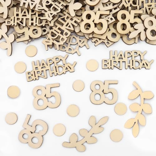 GoldRock Holz Konfetti 85 Geburtstag Deko Groß 1,5cm-6,5cm,Deko 85 Geburtstag Mann Frau,100 Stk Streudeko 85 Geburtstage,Tischdeko 85. Geburtstage,85er Geburtstags Deco Confetti,Geburtstagsdeko 85