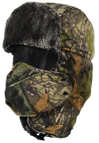 LY4U Cappello da Cacciatore Invernale da Uomo, Berretto da Pilota Foderato in Pile Caldo, Cappelli Antivento Mimetici per la Caccia al Freddo, Sci, Escursionismo, Verde