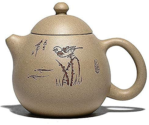 IUBGFTO Juego De Té 230 Ml Tetera China Yixing De Arena Púrpura Mineral Crudo Hecho A Mano Auténtico Hervidor Tallado Vasos Accesorios para La Ceremonia del Té Noble ambición