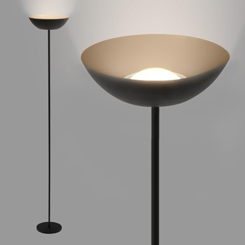 BRILONER - LED Stehlampe kabellos mit Touch, stufenlos dimmbar, Akku & Lichtquelle tauschbar, Akku Stehleuchte, Wohnzimmerlampe, Deckenfluter, Standleuchte, Fluter, Dekolampe, 170 cm hoch, Schwarz