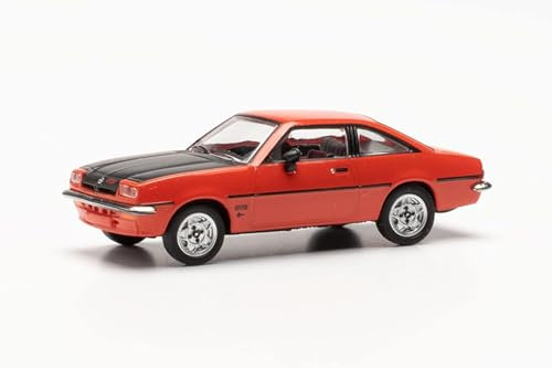 Opel Manta B GT/E Coupe Blut Orange Rot mit Schwarz 1975-1988 H0 1/87 Herpa Modell Auto mit individiuellem Wunschkennzeichen
