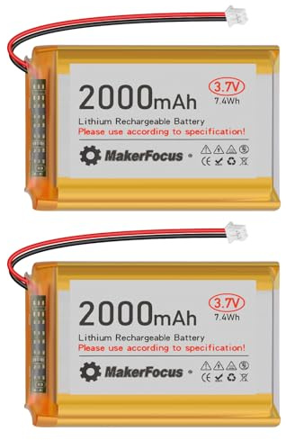 YELUFT Batería de polímero de litio para ESP32, 3,7 V, 2000 mAh, 2 unidades