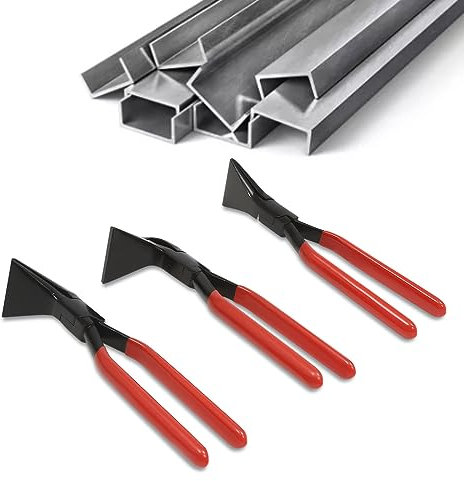 Tänger falstång plåttång set 3 stycken avdragstång rak, vinklad 45° och 90 för tunna plåt, platt aluminium, metalltak