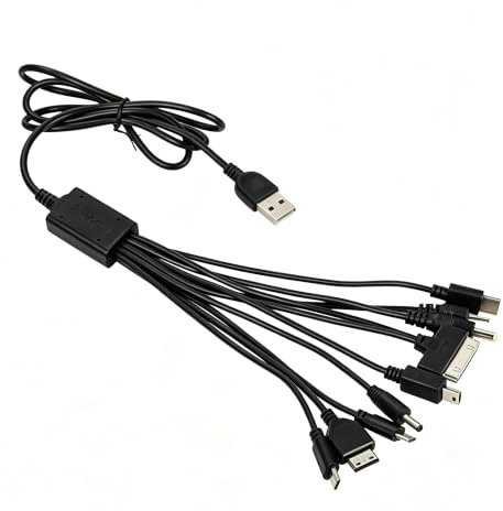 Longben 10 in 1 Universal Cable,Multi Charging Cable,Fit USB Charger for Mobile Phone and Bluetooth Speaker MP3 Earphone 100CM (Black)