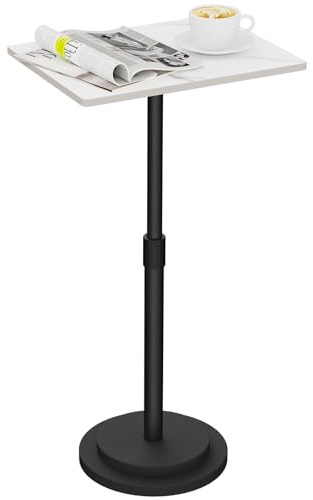 GUOHNHE Kleiner Beistelltisch, Nachttisch, Höhe 45-78 cm, Weiß, 1 Stück | Höheneinstellbarer Kleiner Tisch mit Einfache Montage, Stylischer Couchtisch für Wohnzimmer, Schlafzimmer, Balkon, Büro