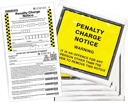 atcotab WARNING! Extremely Realistic - Pack of 5 Fake Joke Parking Tickets Prank Fine & 5 Official Penalty Charge Notice Wallets - STOP Unauthorised Parking - Makes a Great Birthday Surprise Gift