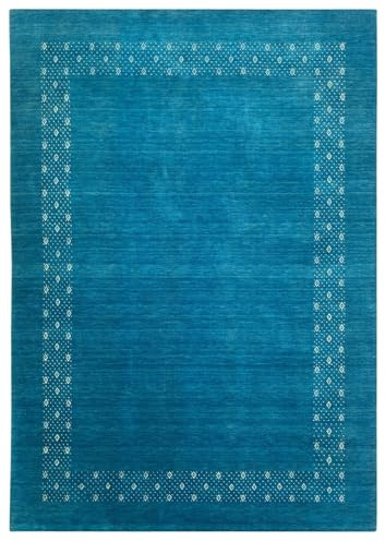 WAWA TEPPICH AC5 Gabbeh Blau 120 x 180 cm 100% Wolle handgewebt | Charaktervolle Webstruktur und natürliche Haptik – handgefertigtes Unikat für moderne und klassische Wohnstile