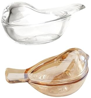 Homoyoyo 2 Stück Zierliche Schmuckaufbewahrungshalter aus Glas in Vogelform | Braun, mit Deckel, für Schreibtisch, Kompakte Form, als Aufbewahrungsglas