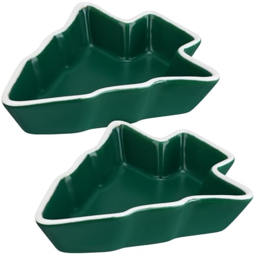 BESTOYARD 2Stücke Weihnachts Sauce Dish in Tannenbaumform Multifunktionale Snackplatte FüR NüSse TrockenfrüChte Und Dips Keramik in DunkelgrüN 12X10X2.5Cm FüR Festliche AnläSse