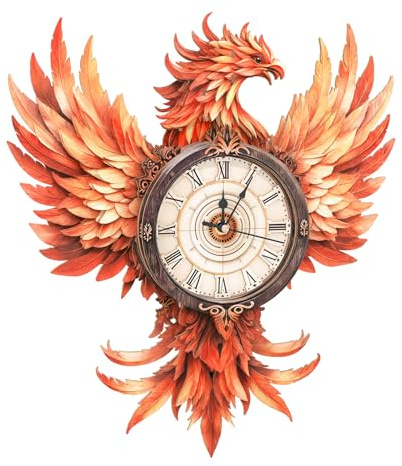 3D-Holzpuzzles für Erwachsene, Feuer-Phoenix-B-Uhr mit funktionaler Uhr (338 x 59 x 374 mm), DIY-Hobbys, 3D-Puzzle, Bastelset, Wandkunst, Uhr, Modellbausätze, Heimdekoration, Geschenke für Freunde