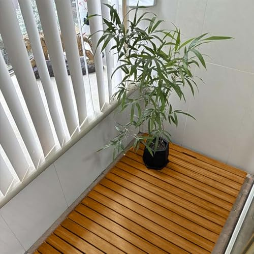 Tapis de Bain antidérapant en caillebotis de Bois, rectangulaire, 30, 40, 50, 60, 70, 80, 90, 100, 110, 120 cm, pour Balcon, Spa, Sauna, Salle de Bain, Douche(40x50cm/16x20in)