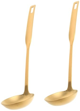 LIFKOME 2 pièces Louche Acier Inoxydable Doré Louche Épaisse Résistante pour Soupe Cuisson et Service Cuillères Métalliques pour Hotpot et Ragoûts