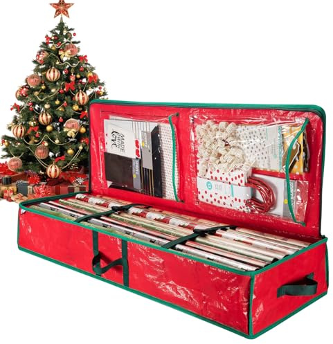 Geschenkpapier Aufbewahrung,103 X 15x3 Cm Aufbewahrungstasche Für | Geschenkpapier, Geschenkpapierhalter Mit Großem Fassungsvermögen, Geschenkpapierrollen Organizer Mit Fächern, 600D Oxford