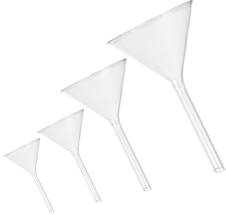 FELTECHELECTR 4 piezas Embudo de Vidrio para Laboratorio Filtro Triangular con Cuello Corto Resistente Productos Químicos Alta Visibilidad para Experimentos Precisos