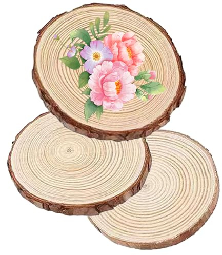TAKONE Holzscheiben 20 cm Durchmesser – 3 Stück Große Runde Baumscheiben aus Naturholz, 18–20 cm Ø, 1.5 cm Dick, Ideal für Tischdeko, Adventskranz & Bastelideen